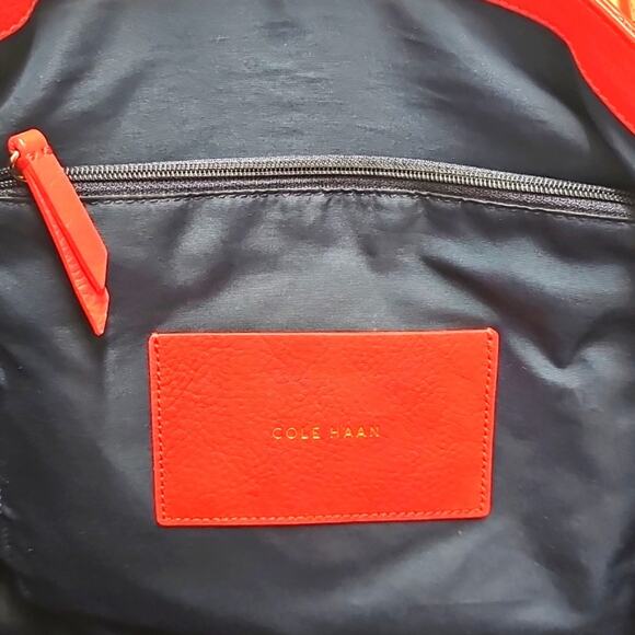 Cole Haan Womens Large Red 6 Compartment Gold Accent Hand Shoulder Bag 13x10x6 - Picture 5 of 12